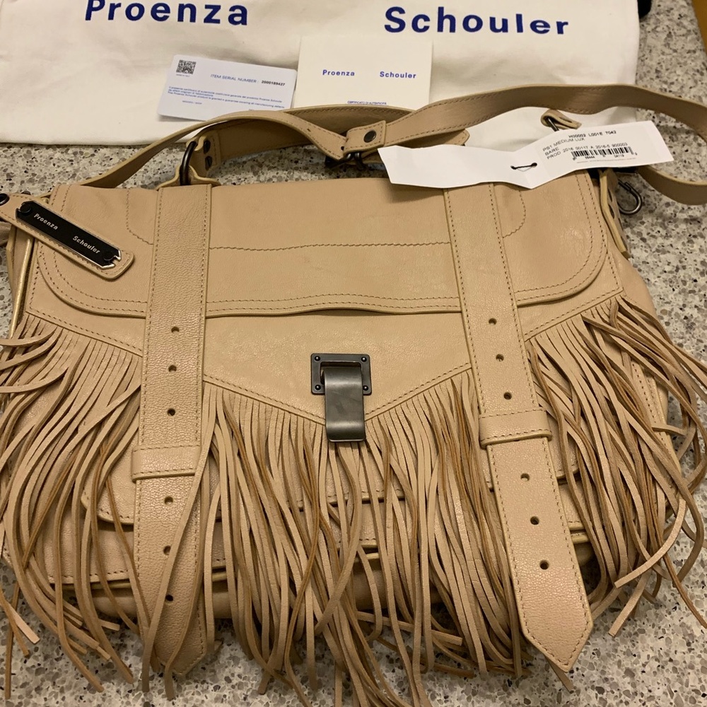 NWT  Proenza schouler nude medium ps1 with fringe